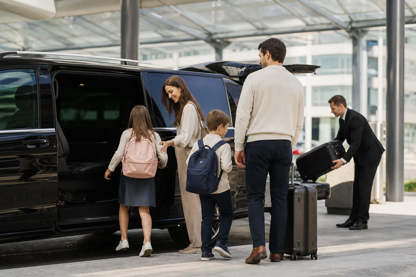 A chauffeur loading a family’s cases at the terminal after a monitored arrival