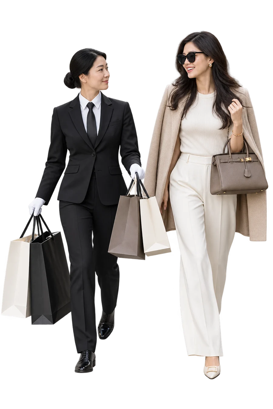 A chauffeur carrying the afternoon’s shopping back to the car, as the same one does each week